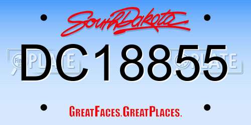 DC18855 South Dakota License Plate
