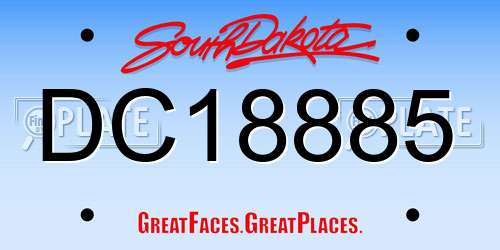 DC18885 South Dakota License Plate