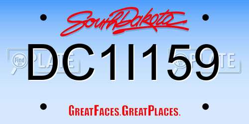 DC1I159 South Dakota License Plate