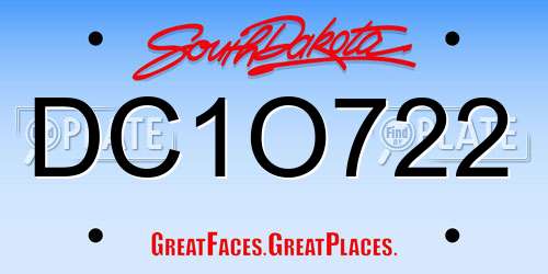 DC1O722 South Dakota License Plate