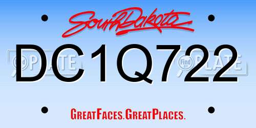 DC1Q722 South Dakota License Plate
