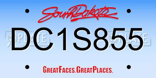 DC1S855 South Dakota License Plate