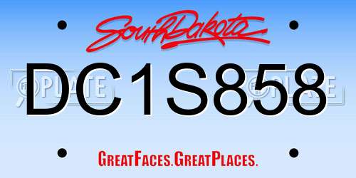DC1S858 South Dakota License Plate