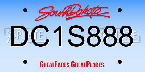 DC1S888 South Dakota License Plate