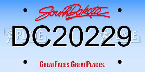 DC20229 South Dakota License Plate