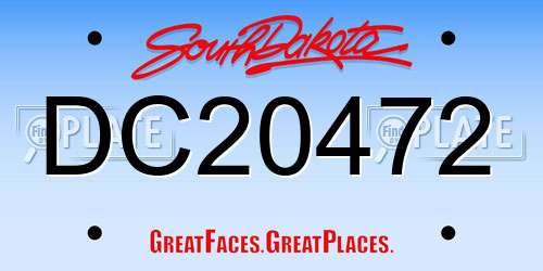 DC20472 South Dakota License Plate