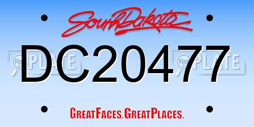 DC20477 South Dakota License Plate