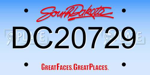 DC20729 South Dakota License Plate