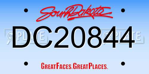 DC20844 South Dakota License Plate