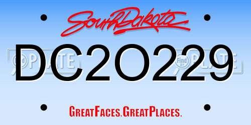 DC2O229 South Dakota License Plate
