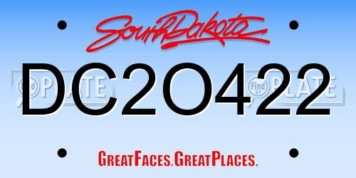 DC2O422 South Dakota License Plate