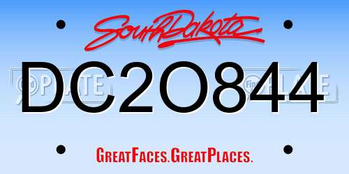 DC2O844 South Dakota License Plate