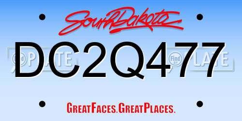 DC2Q477 South Dakota License Plate