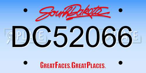 DC52066 South Dakota License Plate