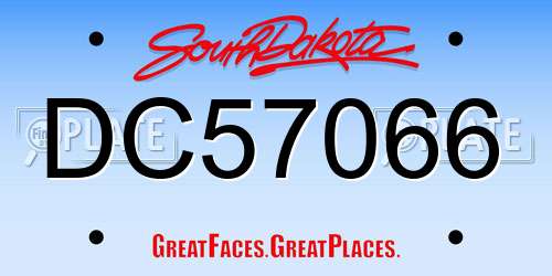 DC57066 South Dakota License Plate
