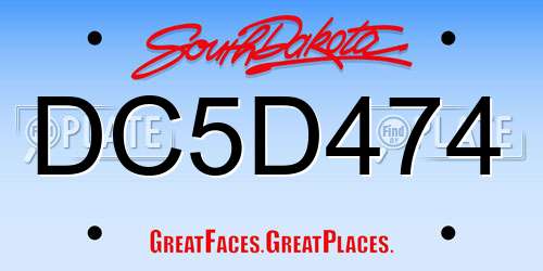 DC5D474 South Dakota License Plate