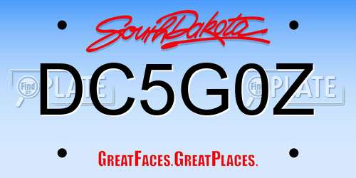 DC5G0Z South Dakota License Plate