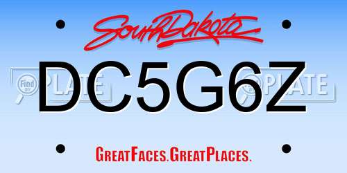 DC5G6Z South Dakota License Plate