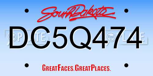 DC5Q474 South Dakota License Plate