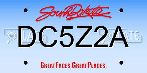 DC5Z2A South Dakota License Plate
