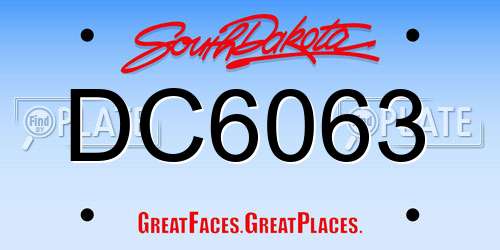 DC6063 South Dakota License Plate