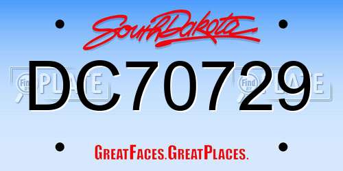 DC70729 South Dakota License Plate