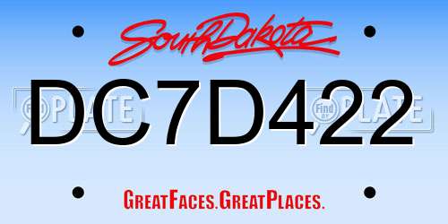 DC7D422 South Dakota License Plate