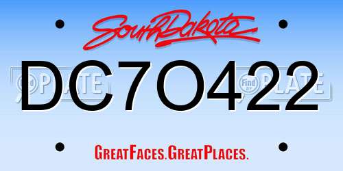 DC7O422 South Dakota License Plate