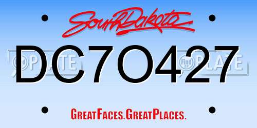 DC7O427 South Dakota License Plate