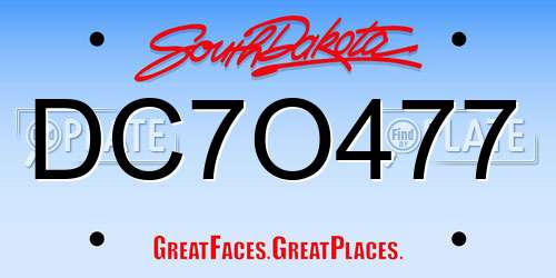 DC7O477 South Dakota License Plate