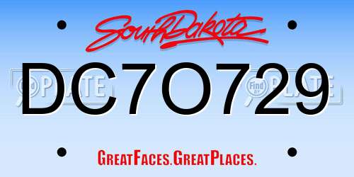 DC7O729 South Dakota License Plate
