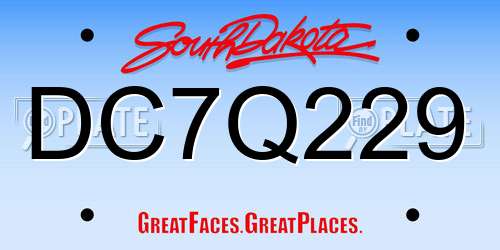 DC7Q229 South Dakota License Plate