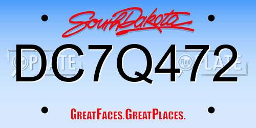 DC7Q472 South Dakota License Plate
