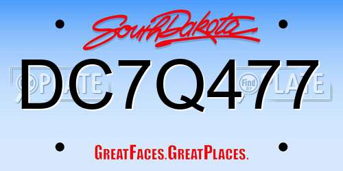 DC7Q477 South Dakota License Plate