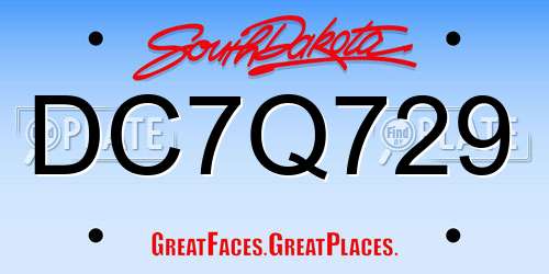 DC7Q729 South Dakota License Plate
