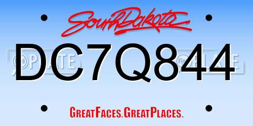 DC7Q844 South Dakota License Plate