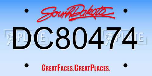 DC80474 South Dakota License Plate