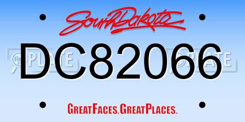DC82066 South Dakota License Plate