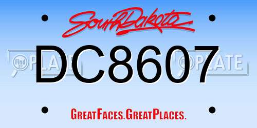 DC8607 South Dakota License Plate