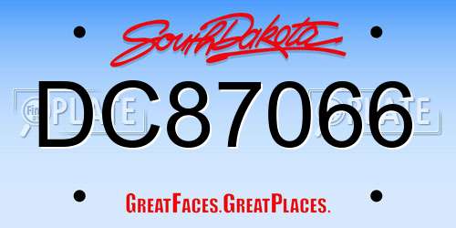 DC87066 South Dakota License Plate