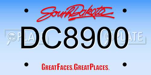 DC8900 South Dakota License Plate