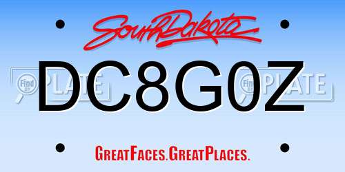DC8G0Z South Dakota License Plate