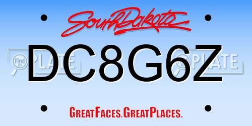 DC8G6Z South Dakota License Plate