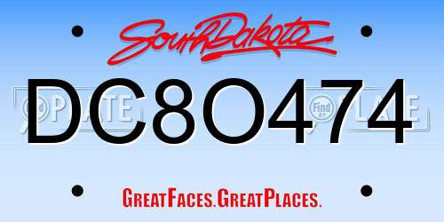DC8O474 South Dakota License Plate