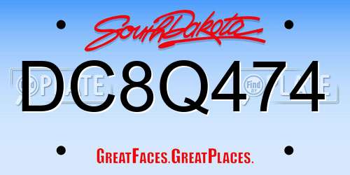 DC8Q474 South Dakota License Plate