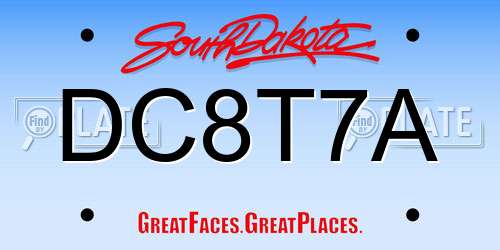 DC8T7A South Dakota License Plate