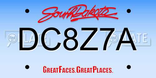 DC8Z7A South Dakota License Plate