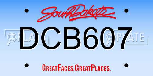 DCB607 South Dakota License Plate