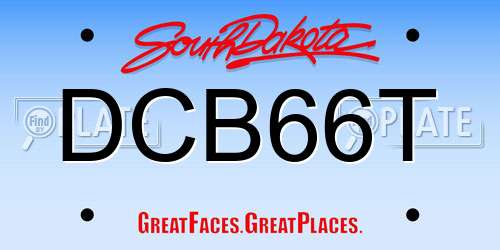 DCB66T South Dakota License Plate