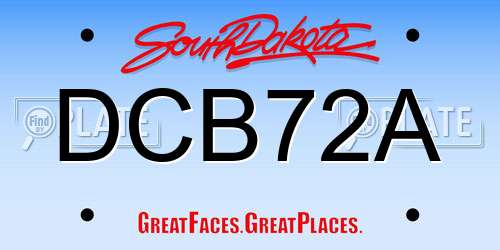 DCB72A South Dakota License Plate